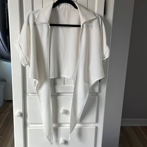 Amazon White Collared Womens Tie Front Short Sleeve